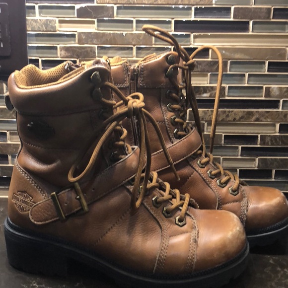 Harley-Davidson Shoes - Harley Davidson brown tan biker moto boots